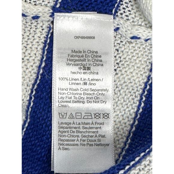 Madewell NWT Linen V-Neck Sweater White Blue Long Sleeve Winter Comfort XL - Picture 5 of 8